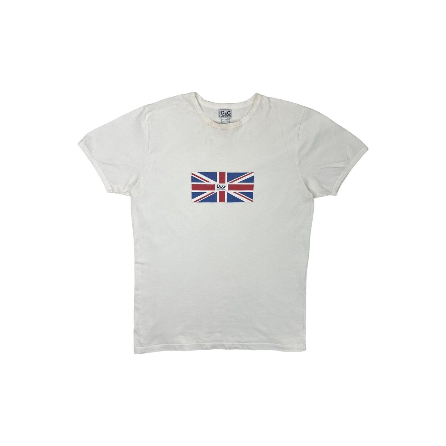 Dolce & Gabbana Beachwear White T-Shirt Mens Medium Union Jack Graphic Print