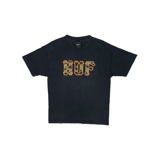 HUF Camo Logo T-Shirt Mens Medium Black Made In USA