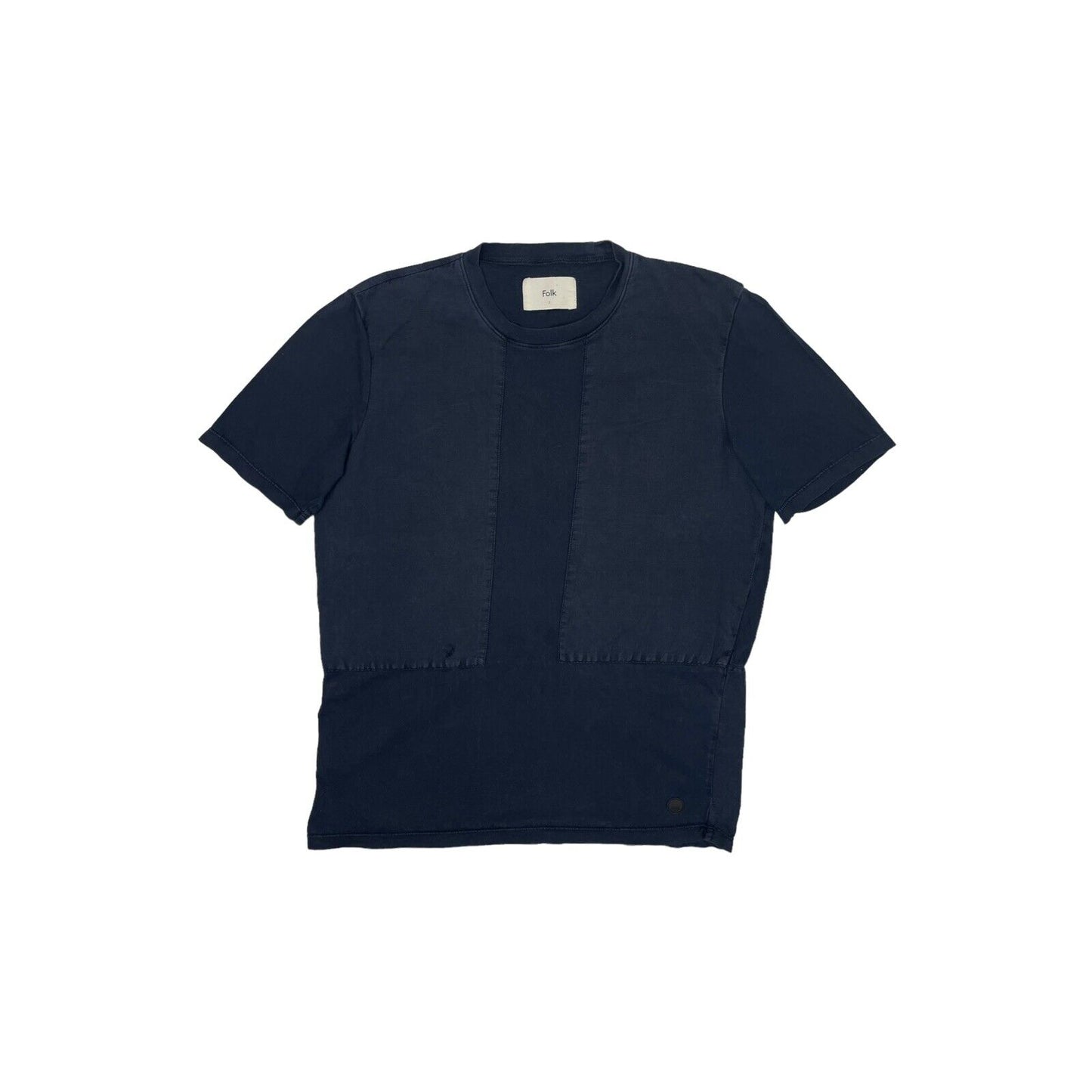 Folk Panel T-Shirt Mens Small Navy Blue