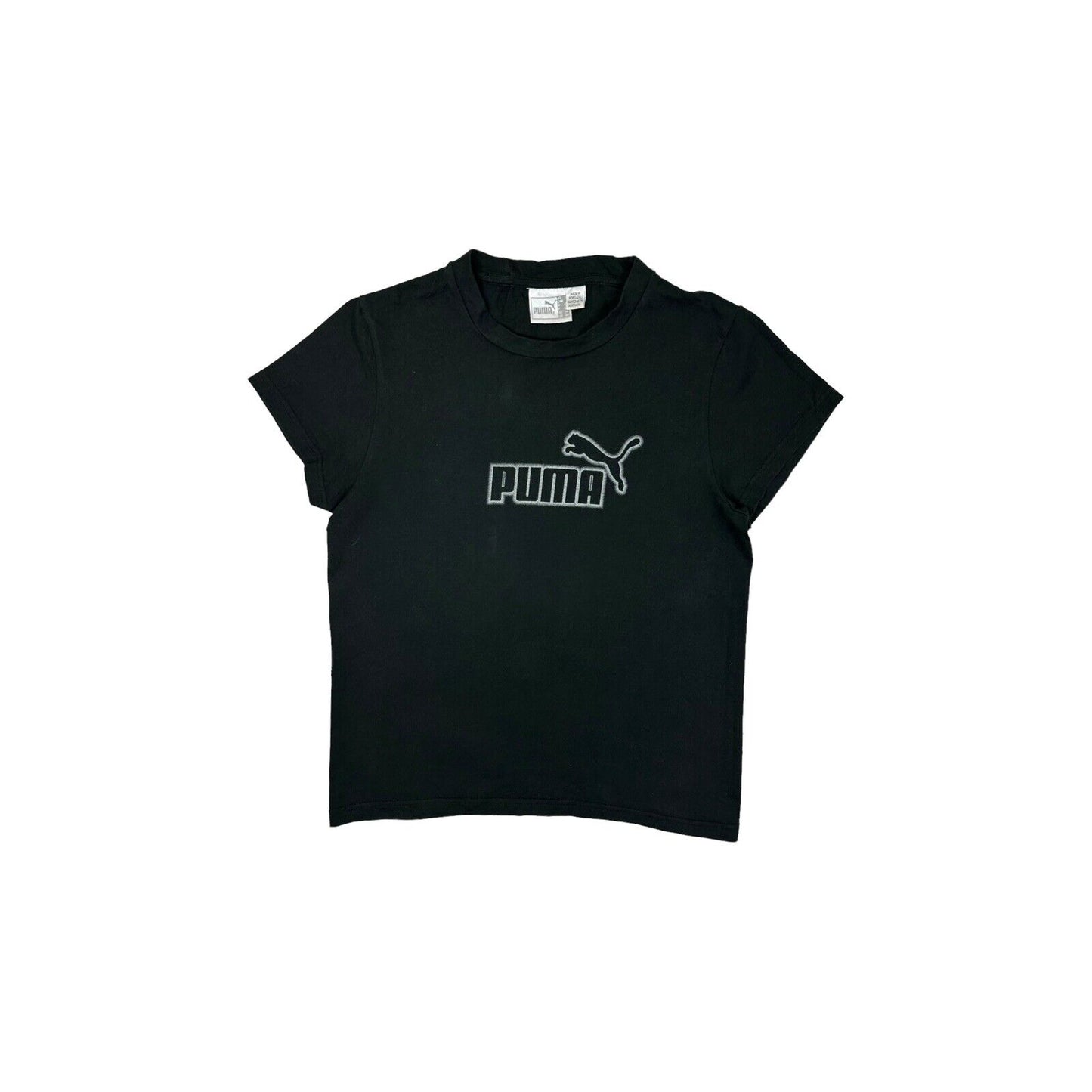 Vintage Puma Logo T-Shirt Black Womens Large