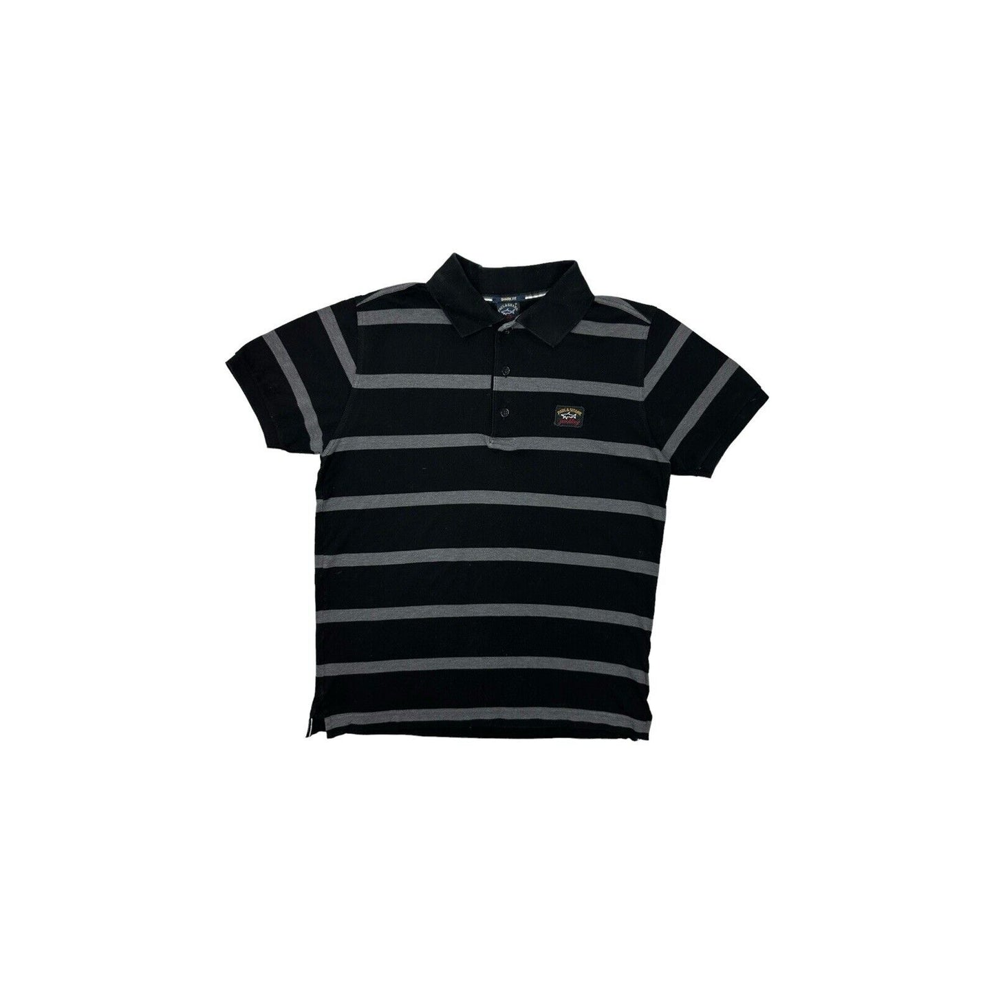 Paul & Shark Polo Shirt Striped Black And Grey Mens Slim Medium