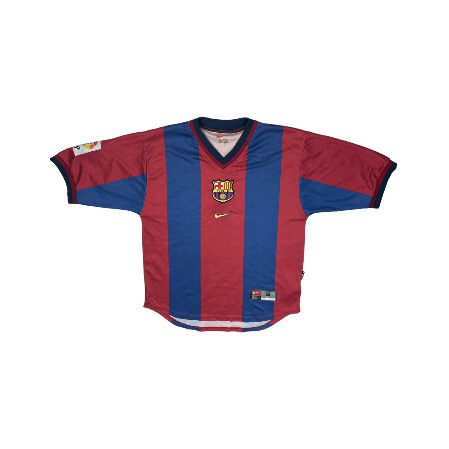 Vintage Barcelona Nike Football Shirt 98-00 Mens Small Red And Blue Embrodiered