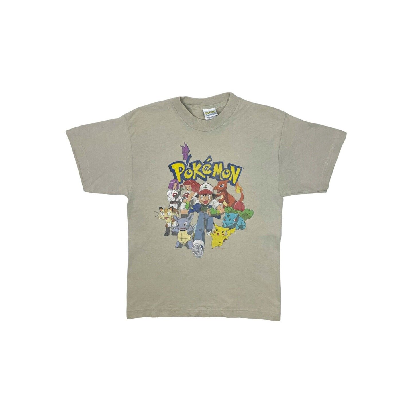 Vintage 1999 Pokemon T-Shirt Mens Medium Beige Gotta Catch Em All