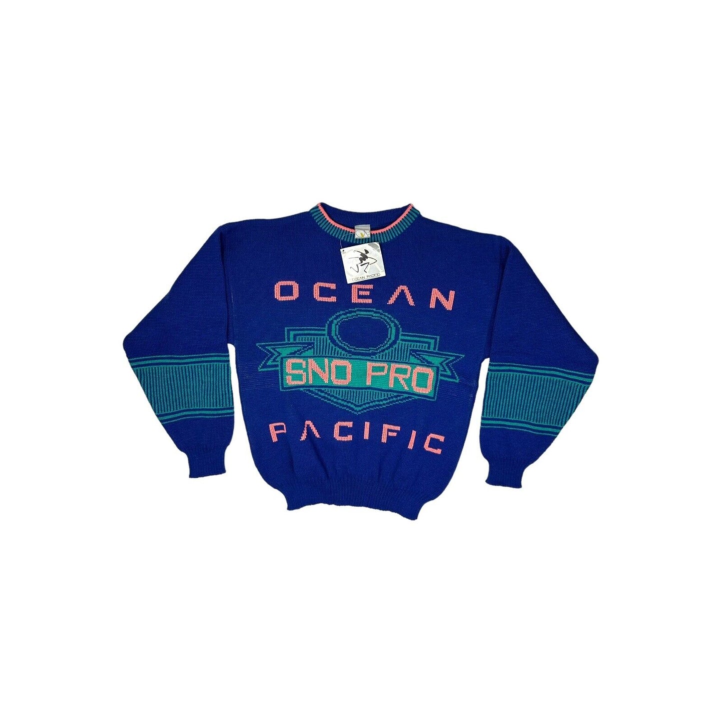 Vintage Ocean Pacific Knit Jumper Blue Men’s Medium Deadstock