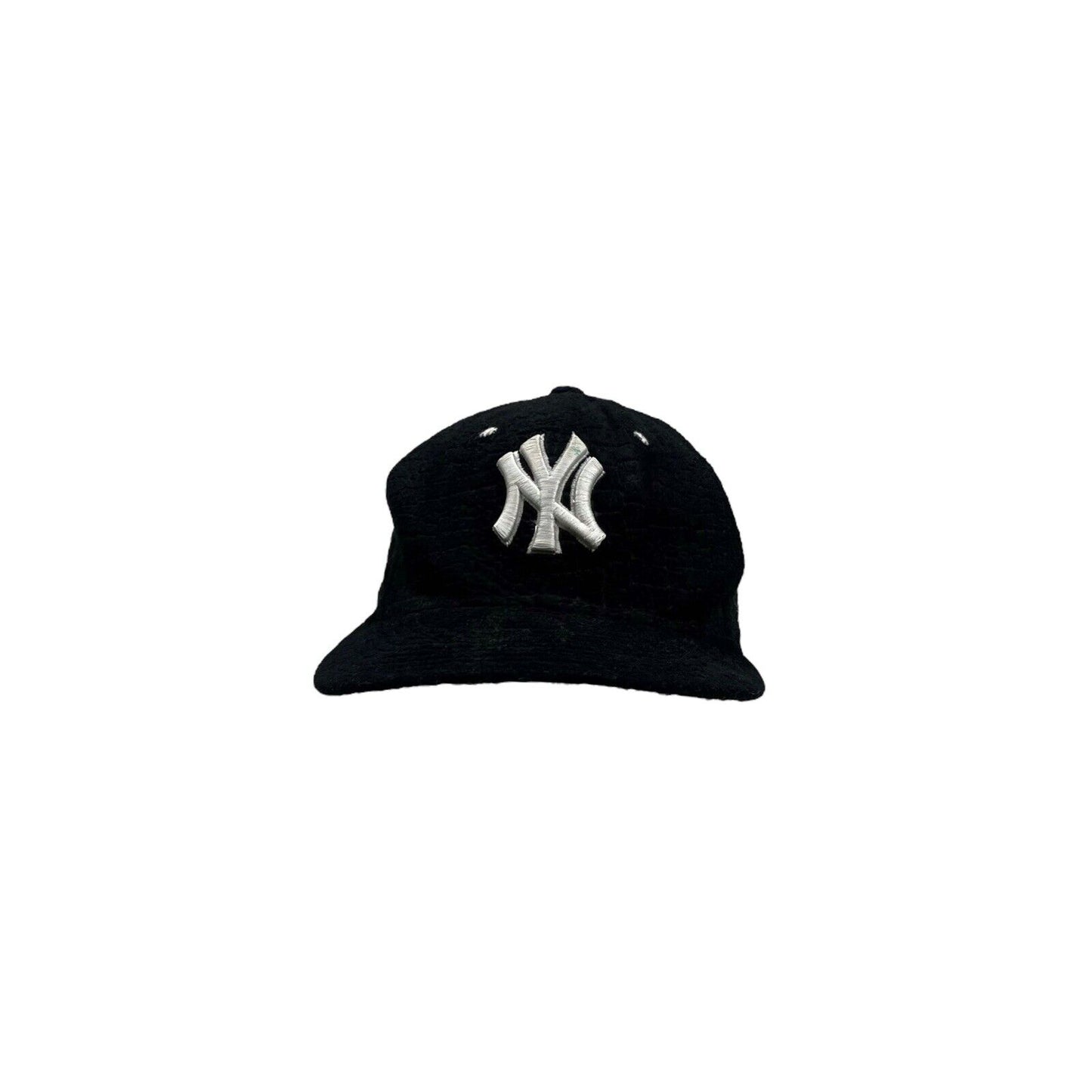 y2k New York Yankees New Era Cap 59Fifty Black Embroidered Towelling 7 1/4