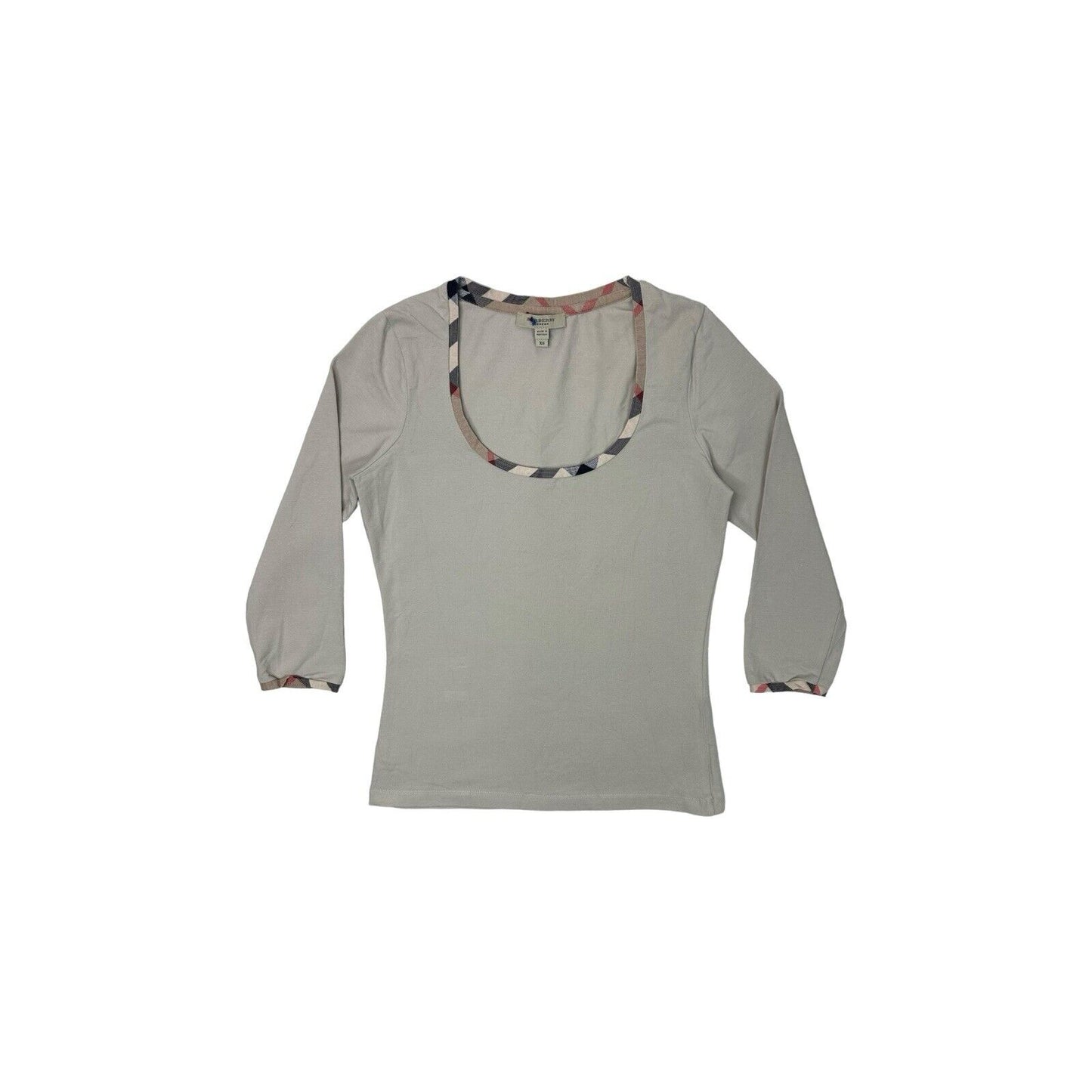 00’s Burberry Women’s Long Sleeve T-Shirt Beige Women’s XS Made In Portugal