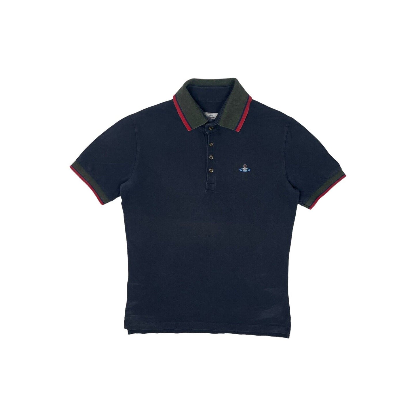 Vivienne Westwood Polo Top Mens Large Navy Blue Embroidered Orb Logo