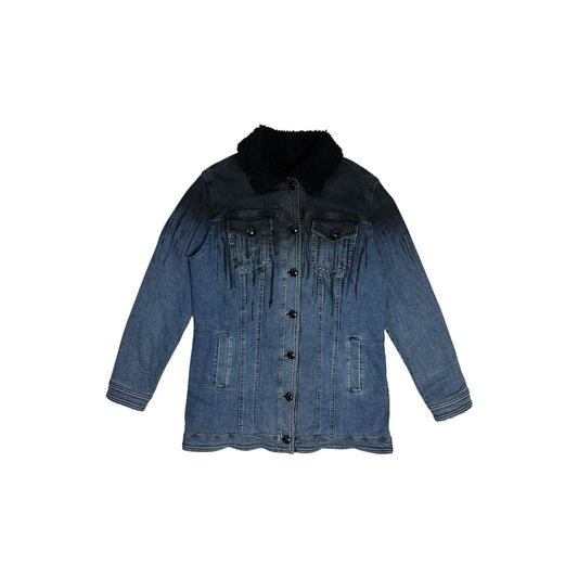 Love Moschino Denim Jacket Women’s UK12 US8 Sherpa Lining Made In Italy