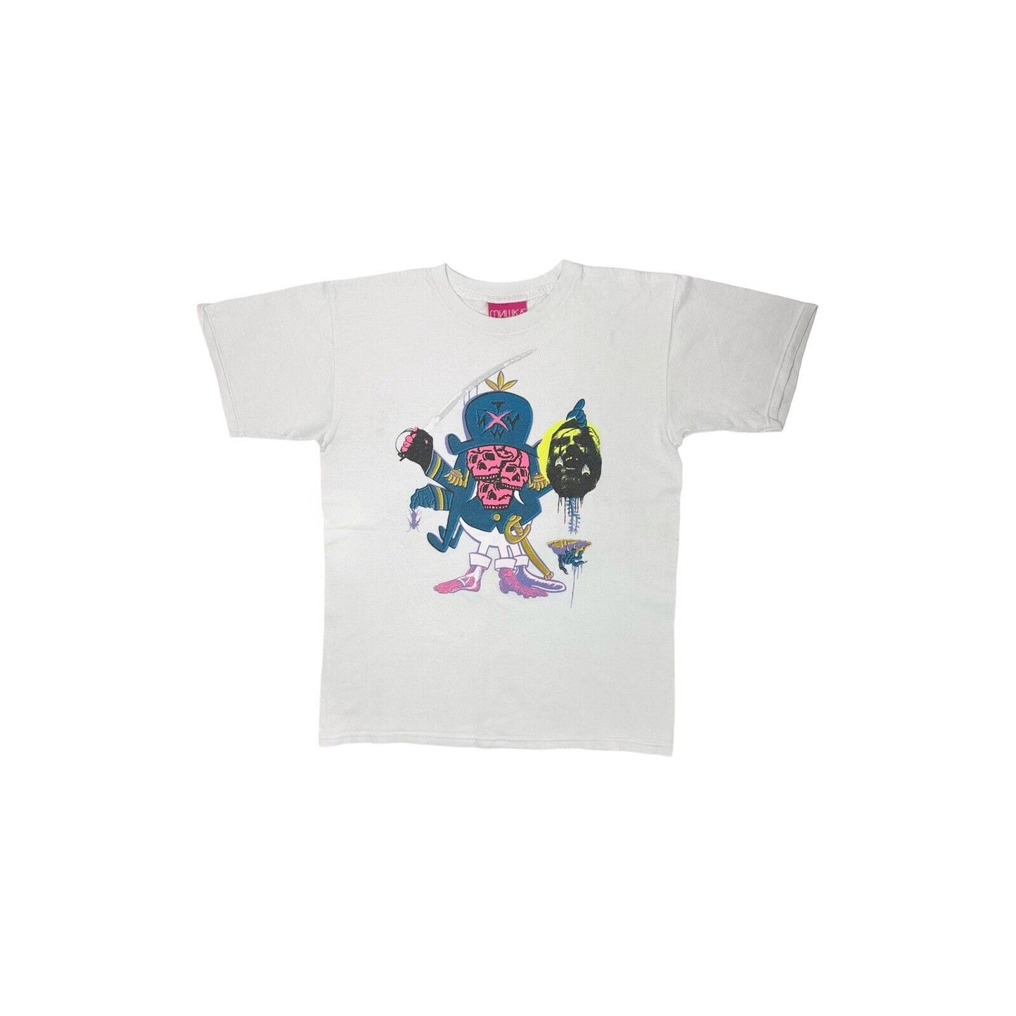 Mishka Logo T-Shirt Mens Small White Made In USA Graphic Print