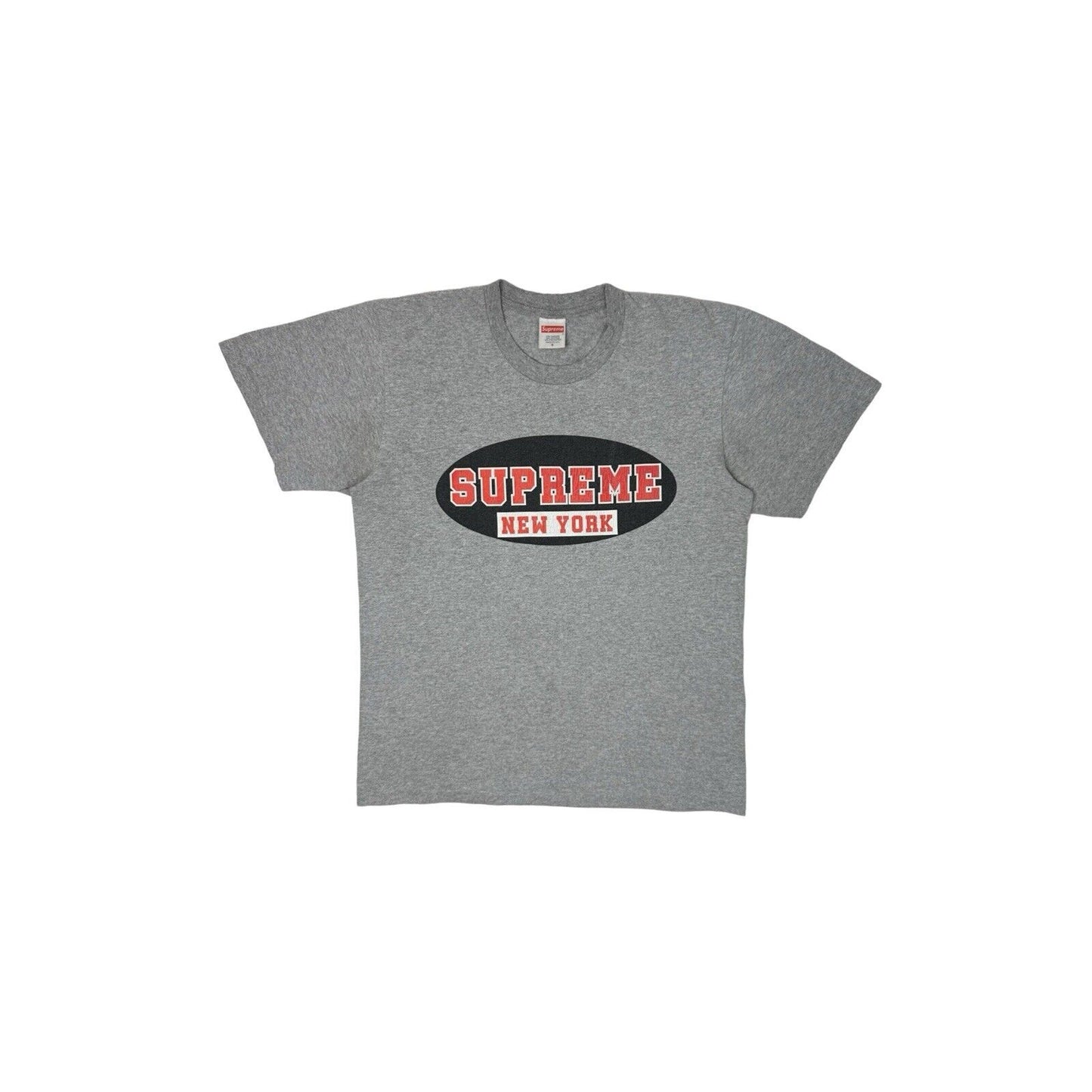 Supreme New York Tee Grey Mens Small Graphic Logo Print Made In USA