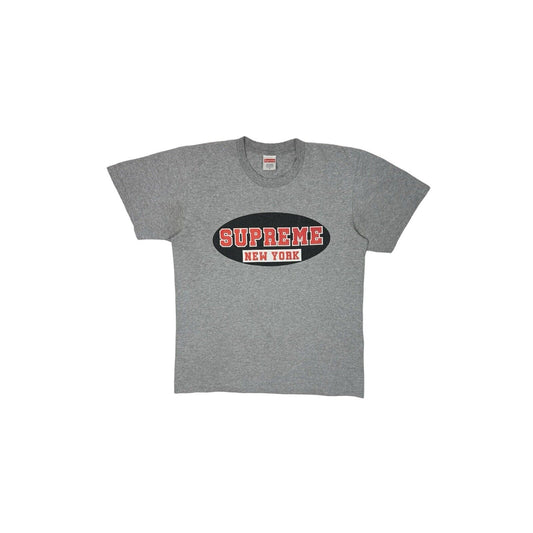 Supreme New York Tee Grey Mens Small Graphic Logo Print Made In USA