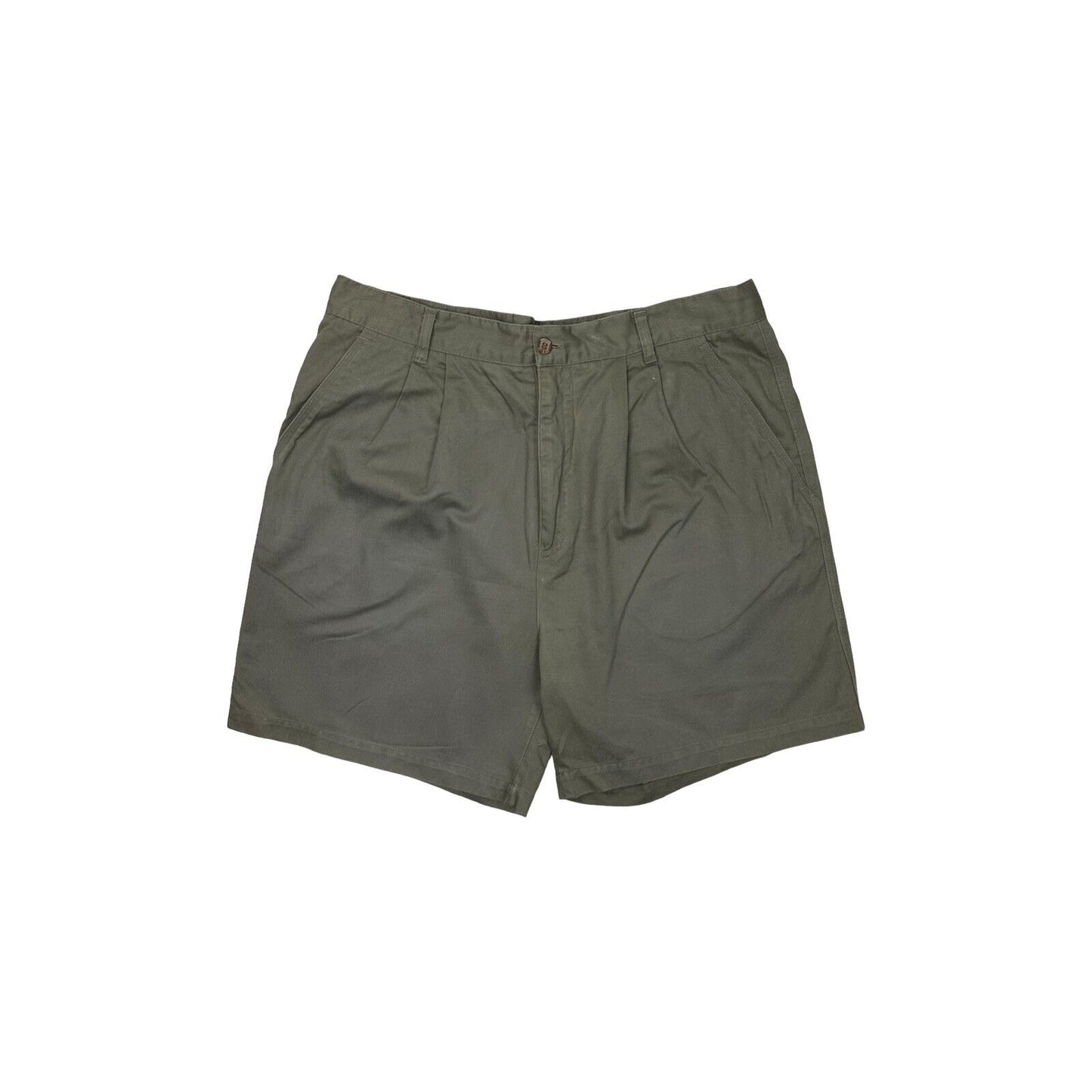 Vintage Adidas Pleated Chino Shorts Khaki Green Mens 38w