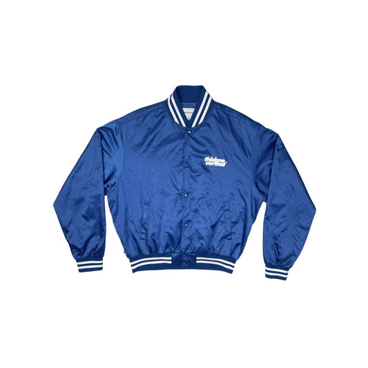 Thisisneverthat Blue Satin Varsity Jacket Mens Medium Graphic Print