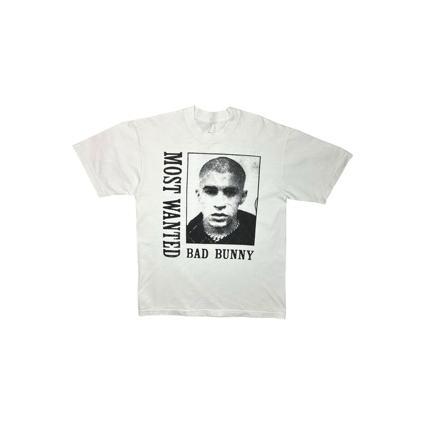 Bad Bunny Most Wanted Tour T-Shirt Graphic Print Medium White Made In USA