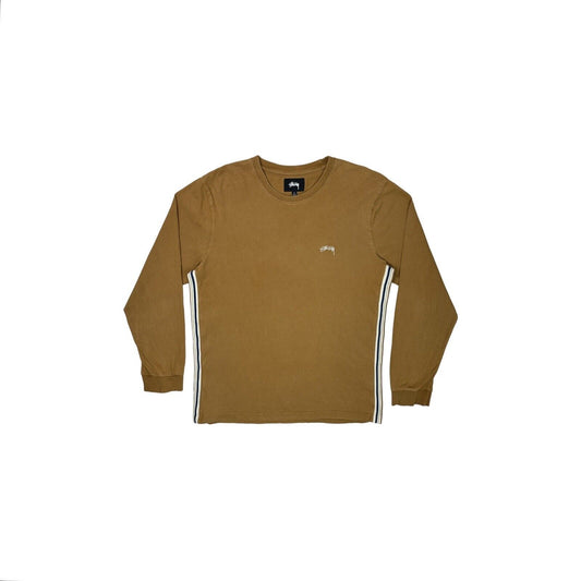 Stussy Logo Racer T-Shirt Long Sleeve Brown Mens Small Streetwear