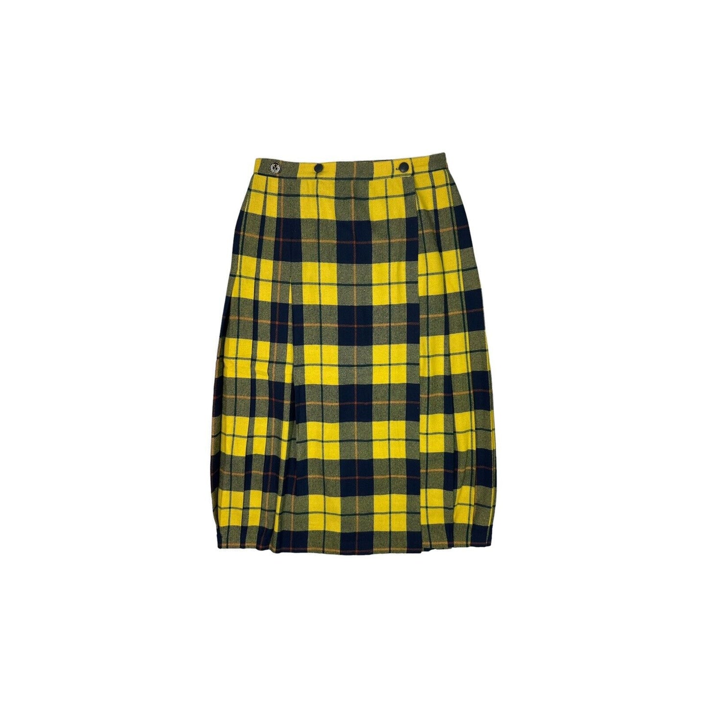 Vintage Valentino Sport Pleat Skirt 26w Yellow Tartan Made In Italy NWT 80’s