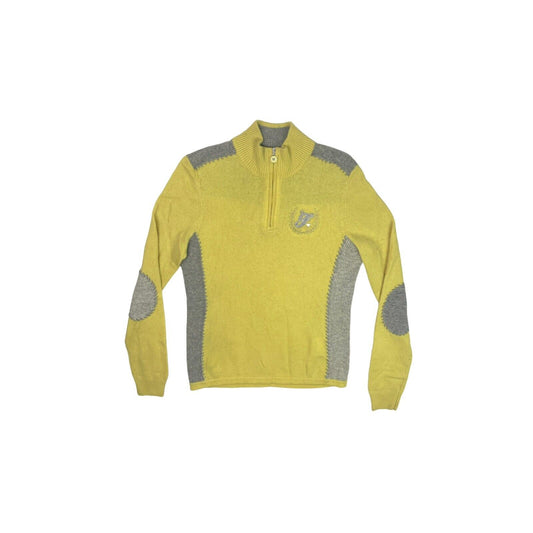 Fila Golf Zip Neck Jumper Womens Small Yellow Wool Blend