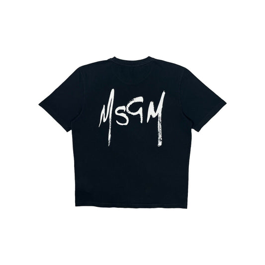 MSGM Logo T-Shirt Mens Small Black With With Graphic Print Made In Italy