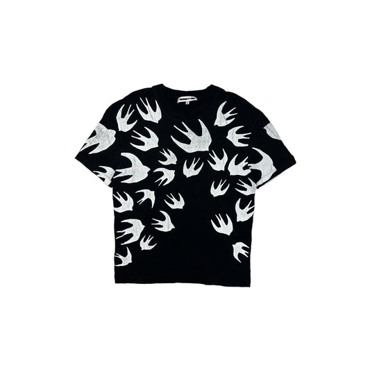 Alexander McQueen Swallow Print T-Shirt Mens Small Black