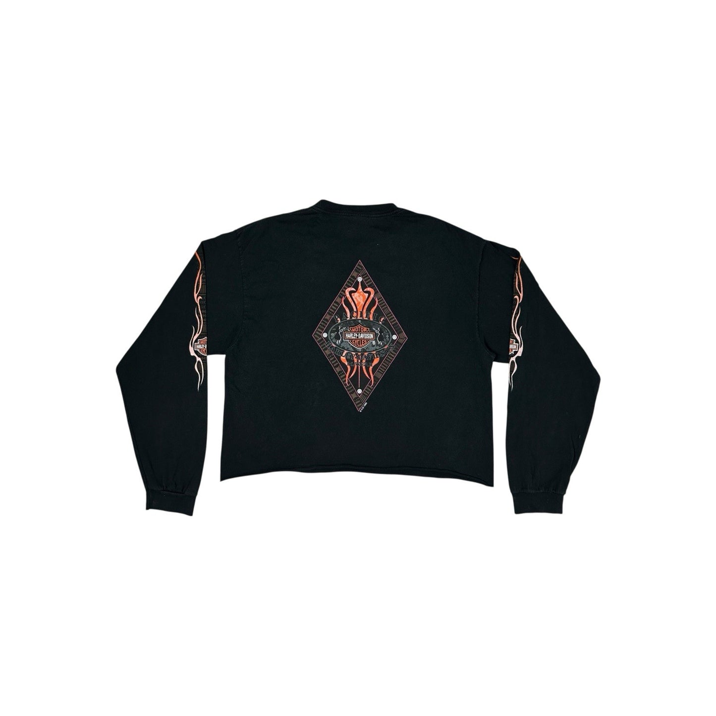 Vintage 90’s Harley Davidson T-Shirt Long Sleeve Black Cropped
