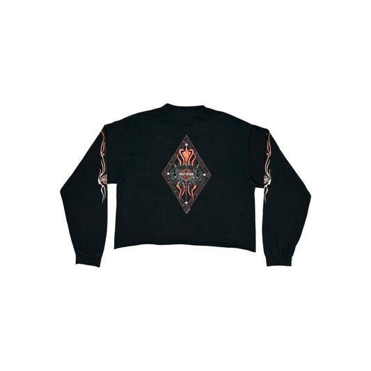 Vintage 90’s Harley Davidson T-Shirt Long Sleeve Black Cropped