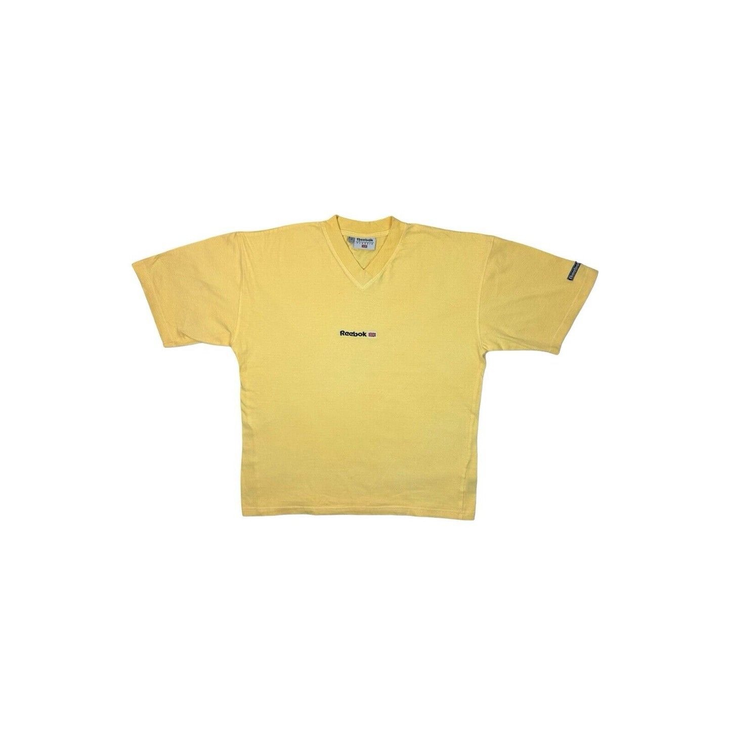 Vintage Reebok T-Shirt Yellow Mens Medium Embroidered 90’s Sportswear