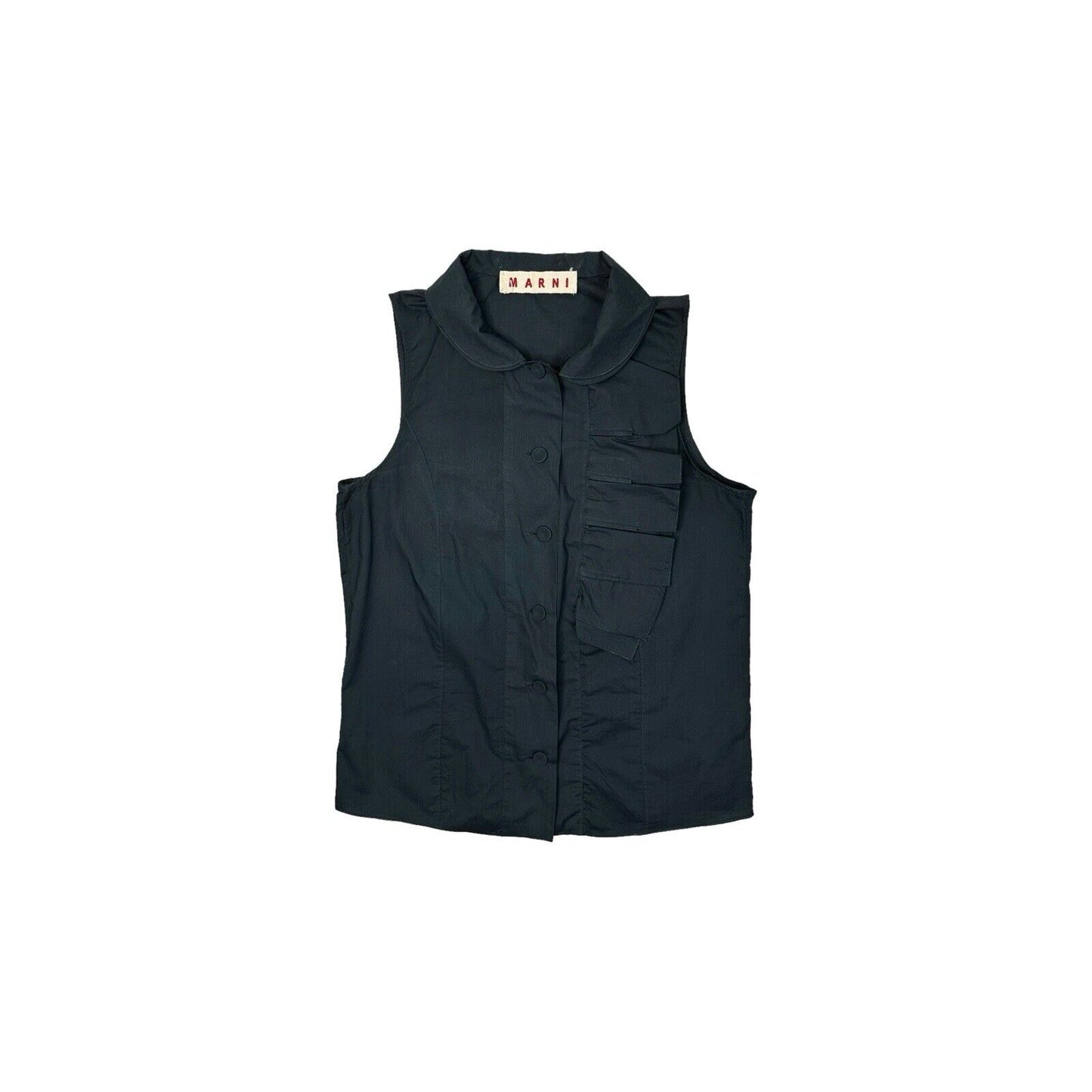 Marni Pleated Sleeveless Shirt Top Women’s Small Charcoal Black Made In Italy