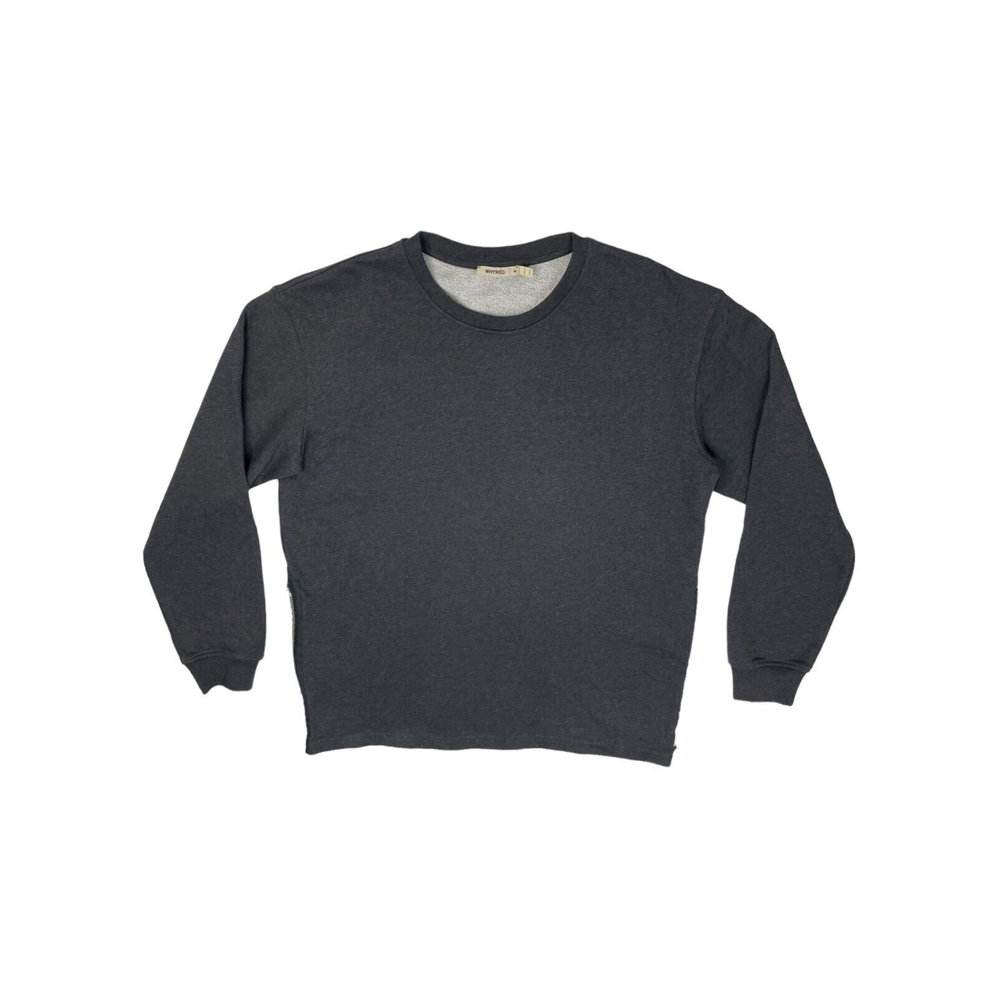 WHYRED Mens Crew Neck Jumper Grey Mens Medium Side Zips