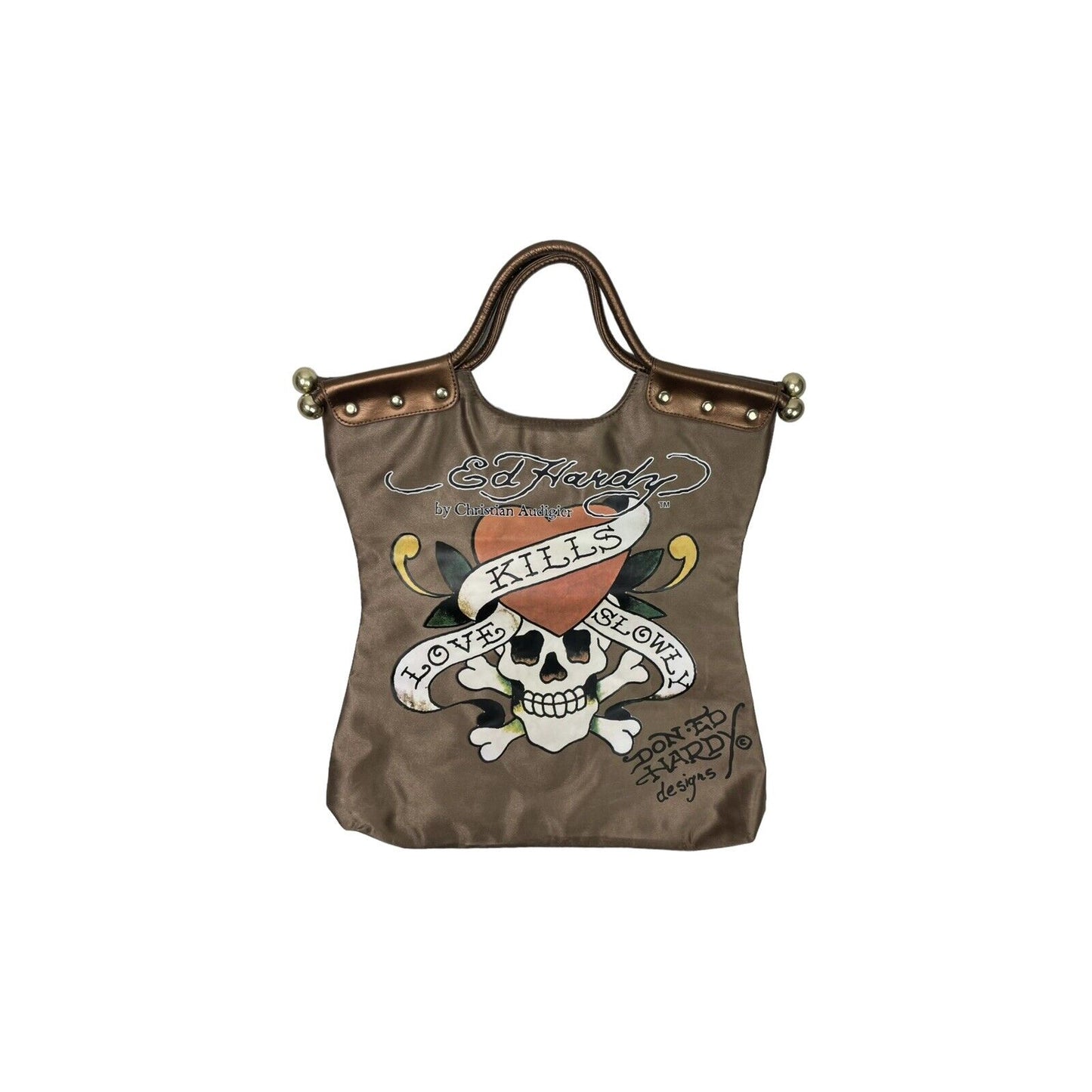 00’s Ed Hardy by Christian Audigier Brown Tote Bag