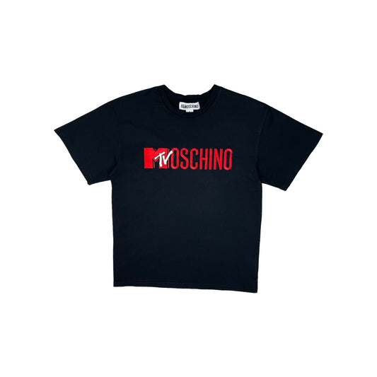 FW18 Moschino H&M MTV Logo T-Shirt Mens Small Black Embroidered Design