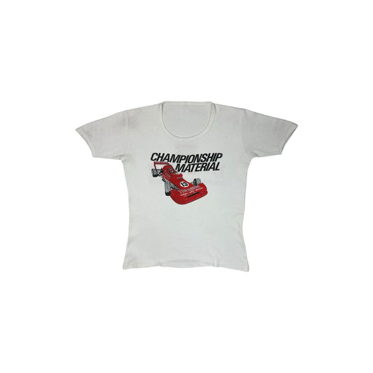 80’s Racing Style Graphic T-Shirt Mens Small White Single Stitch