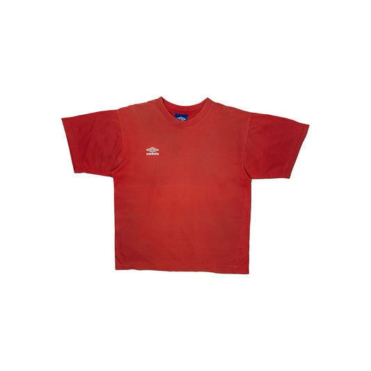 Vintage Umbro T-Shirt Embroidered Logo Mens Large Red 90's Sportswear