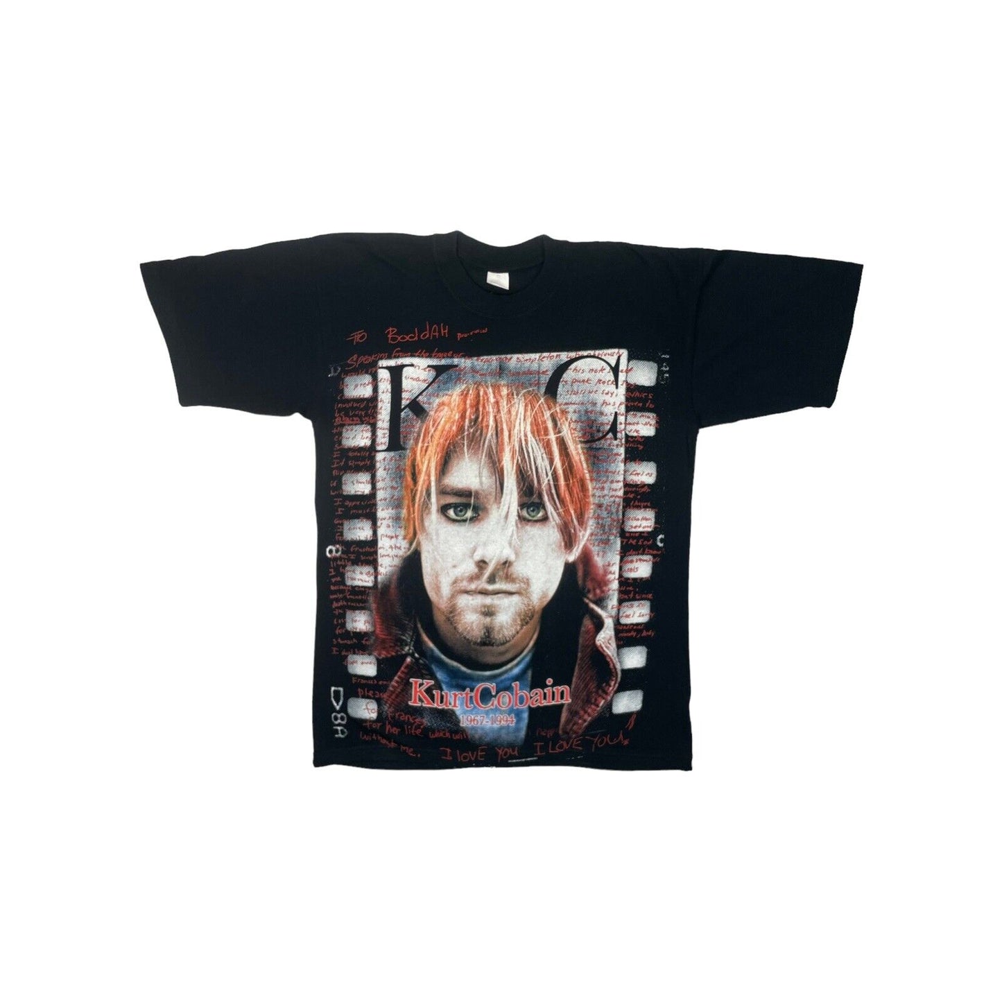 Vintage Kurt Cobain Euro T-Shirt Mens Large Black 90’s Grunge Nirvana