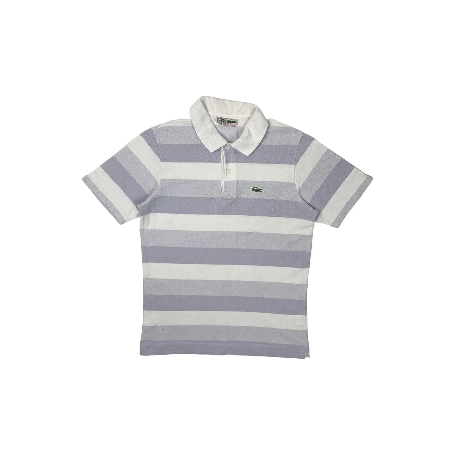 Vintage Lacoste Chemise Polo Shirt Striped Mens Small Blue And White