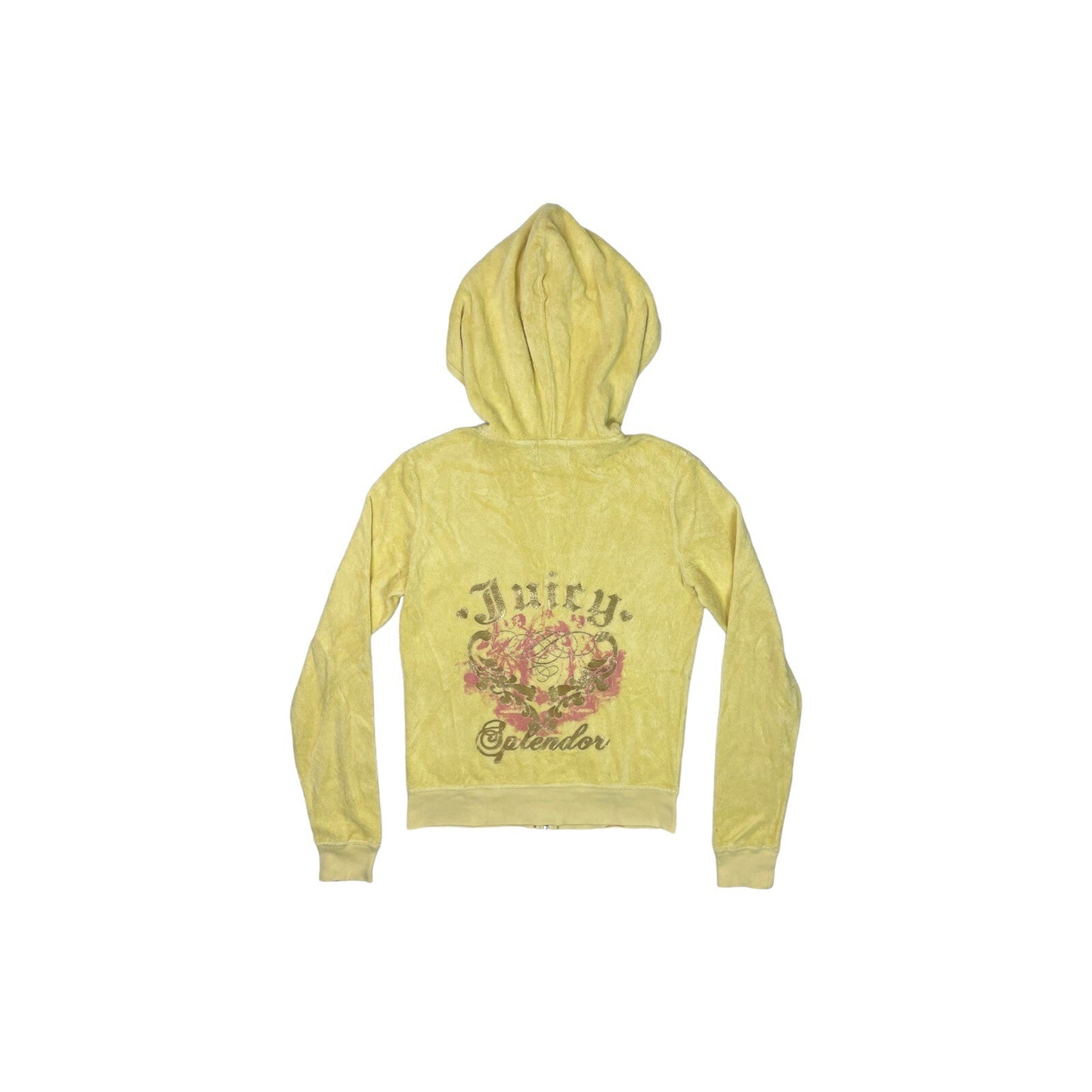 Vintage y2k Juicy Couture Yellow Hoodie Women's Medium Made In USA Juicy Splendour Rare