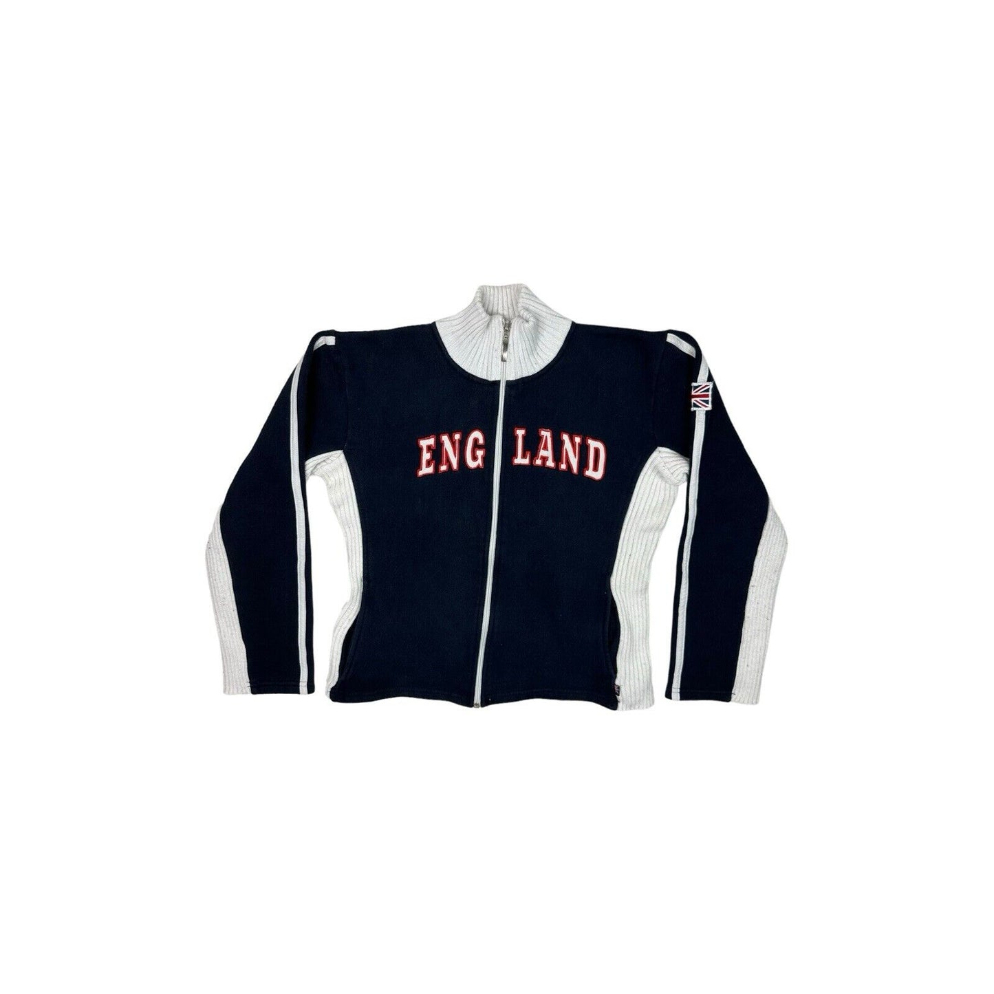 Vintage England Track Jacket Football Women’s XL Navy Blue And White Embrodiered