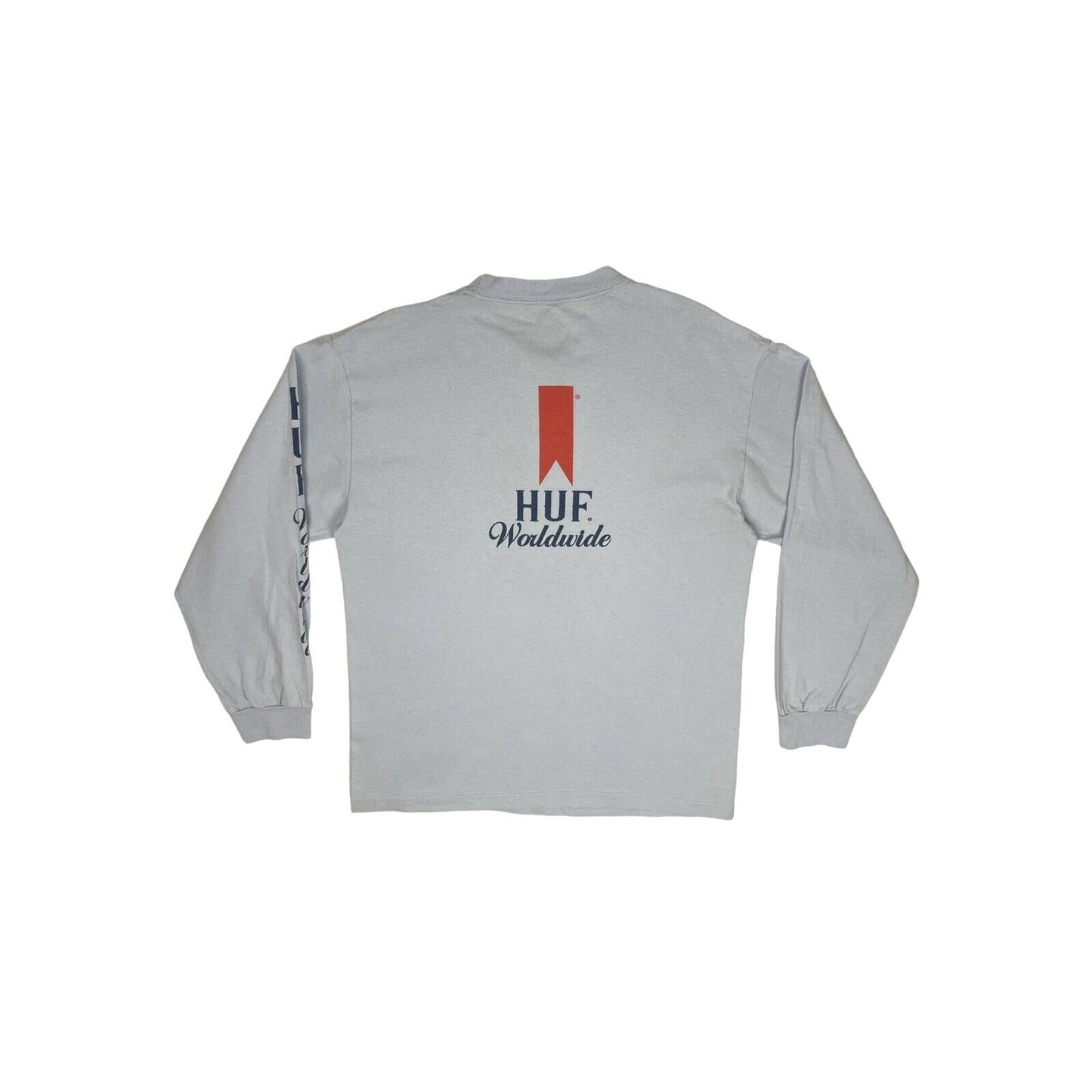 HUF Logo T-Shirt Baby Blue Long Sleeve Mens Medium