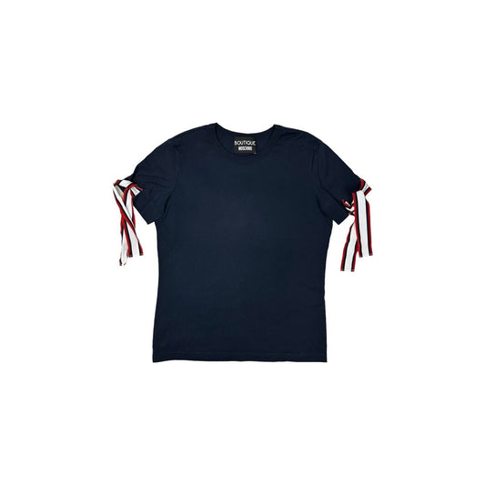 Moschino Boutique Sleeve Bow T-Shirt Navy Blue Womens Medium