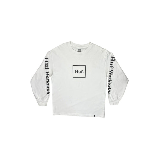 Huf Logo White T-Shirt Long Sleeve Mens Large