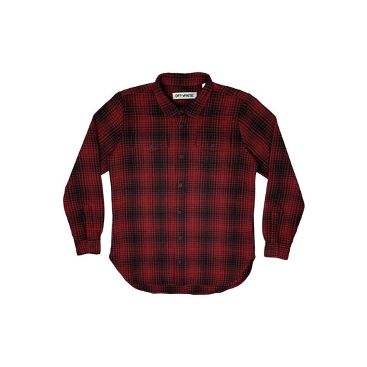 Off-White Diagonal Stripe Tartan Shirt Mens Medium Made In Italy Red And Black