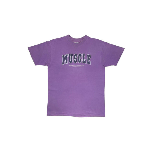 Vintage Muscle Slogan T-Shirt Mens XL Hanes Beefy-T Made In USA Purple