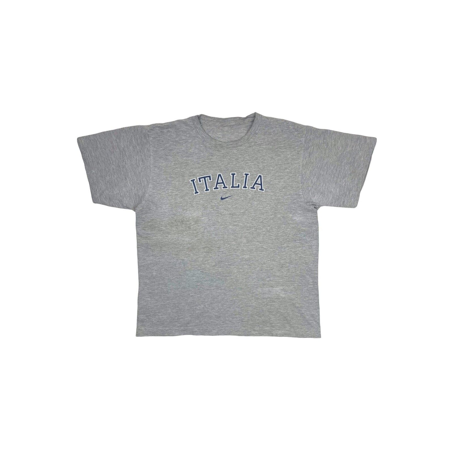 Vintage Nike Italia T-Shirt Grey Mens Medium Graphic Print Italy Mini Swoosh