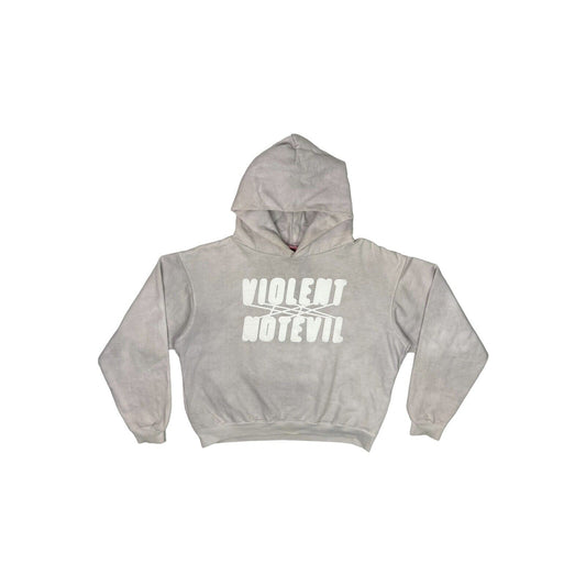 Violent Not Evil Boxy Logo Hoodie Mens Small Dusty Pink Overdye