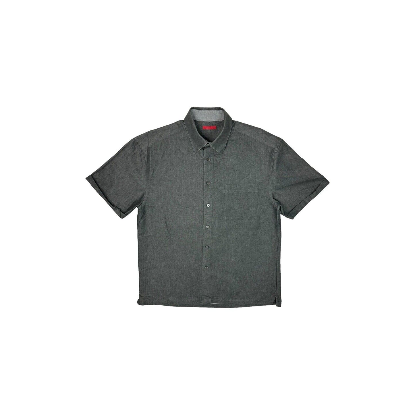 John By John Richmond Boxy Shirt Mens Large Dark Grey Short Sleeve