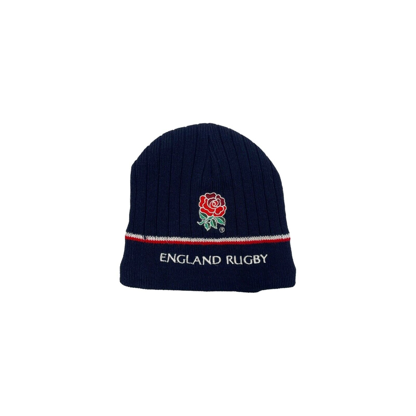 00’s England Rugby Beanie Navy Blue Embroidered Adults OSFA Fleece Lined