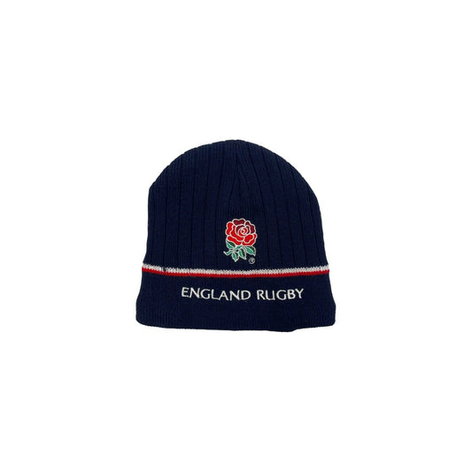 00’s England Rugby Beanie Navy Blue Embroidered Adults OSFA Fleece Lined