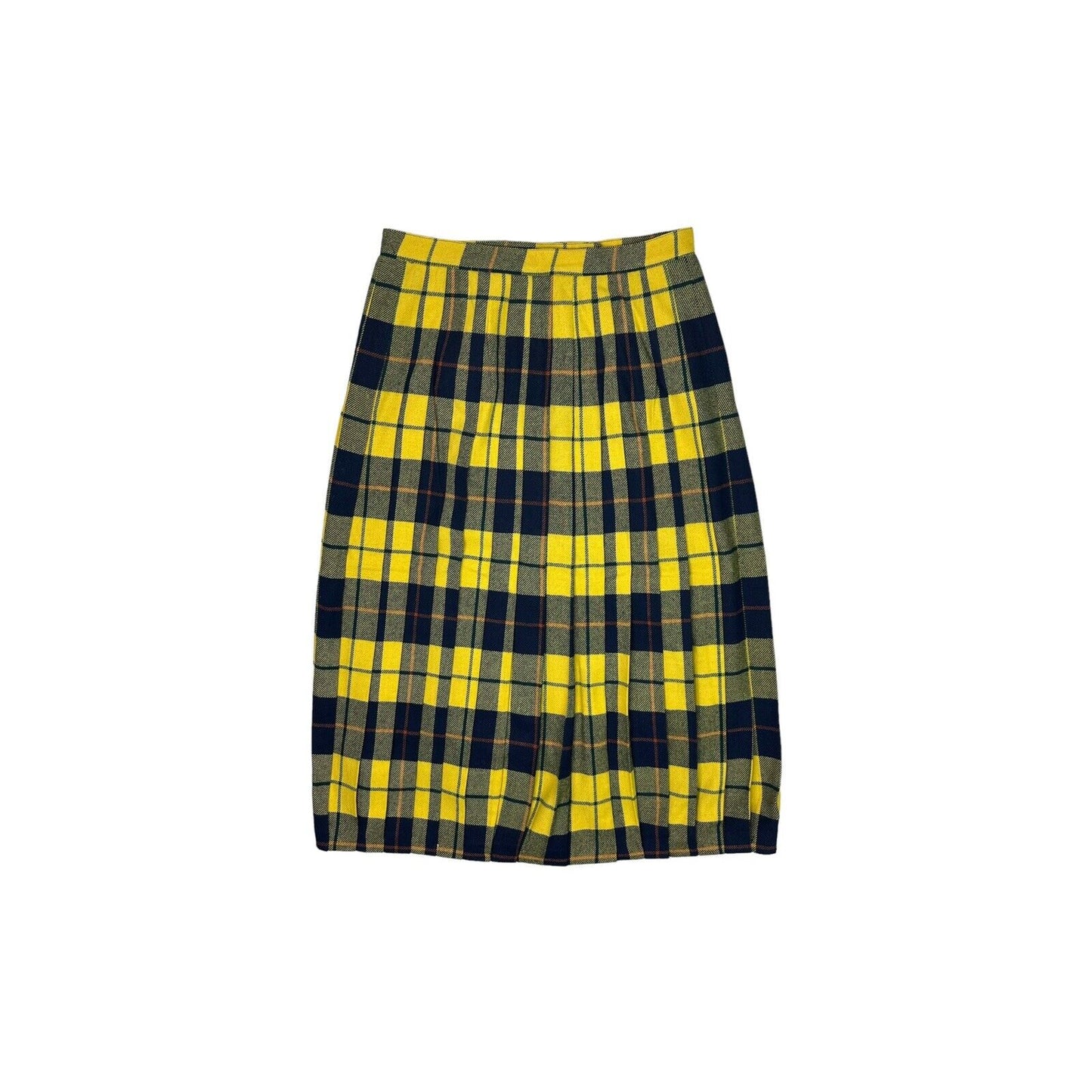 Vintage Valentino Sport Pleat Skirt 26w Yellow Tartan Made In Italy NWT 80’s