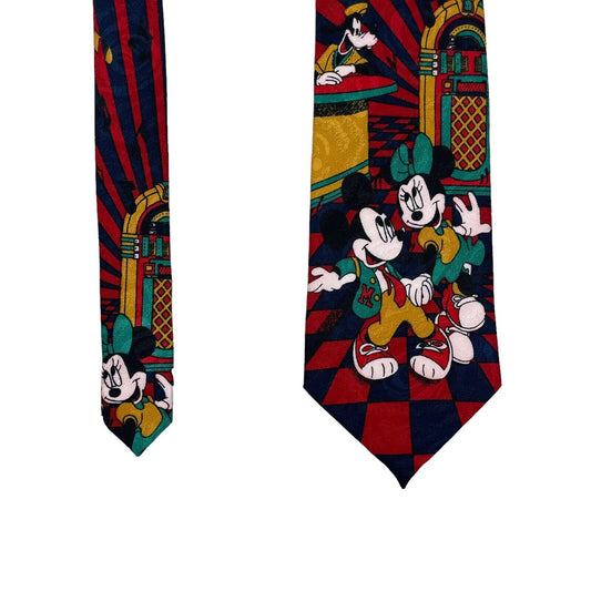 Vintage Disney Tie Mickey Mouse Red And Navy Blue 90’s