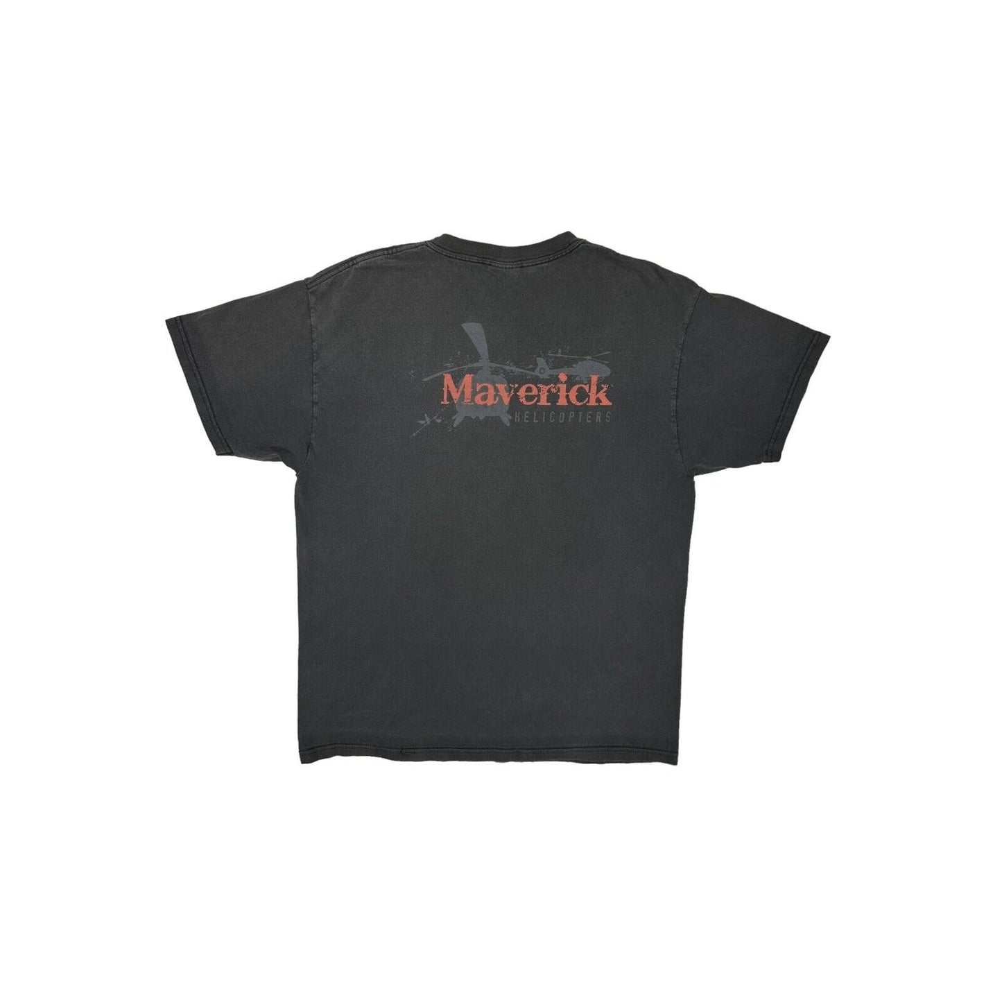 Vintage Maverick Helicopters T-Shirt Mens Large Black Graphic Print