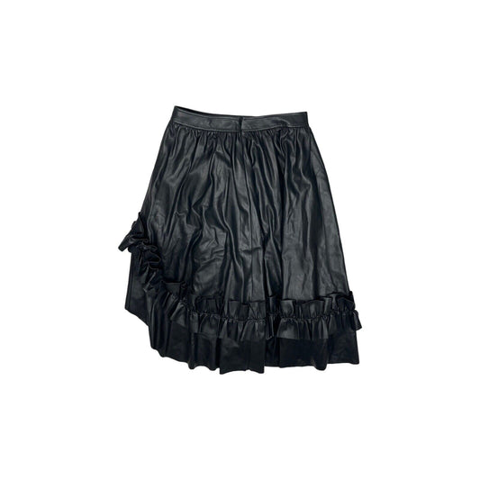 Cedric Charlier Black Skirt Womens UK12 Ruffled With Detailing Faux Leather